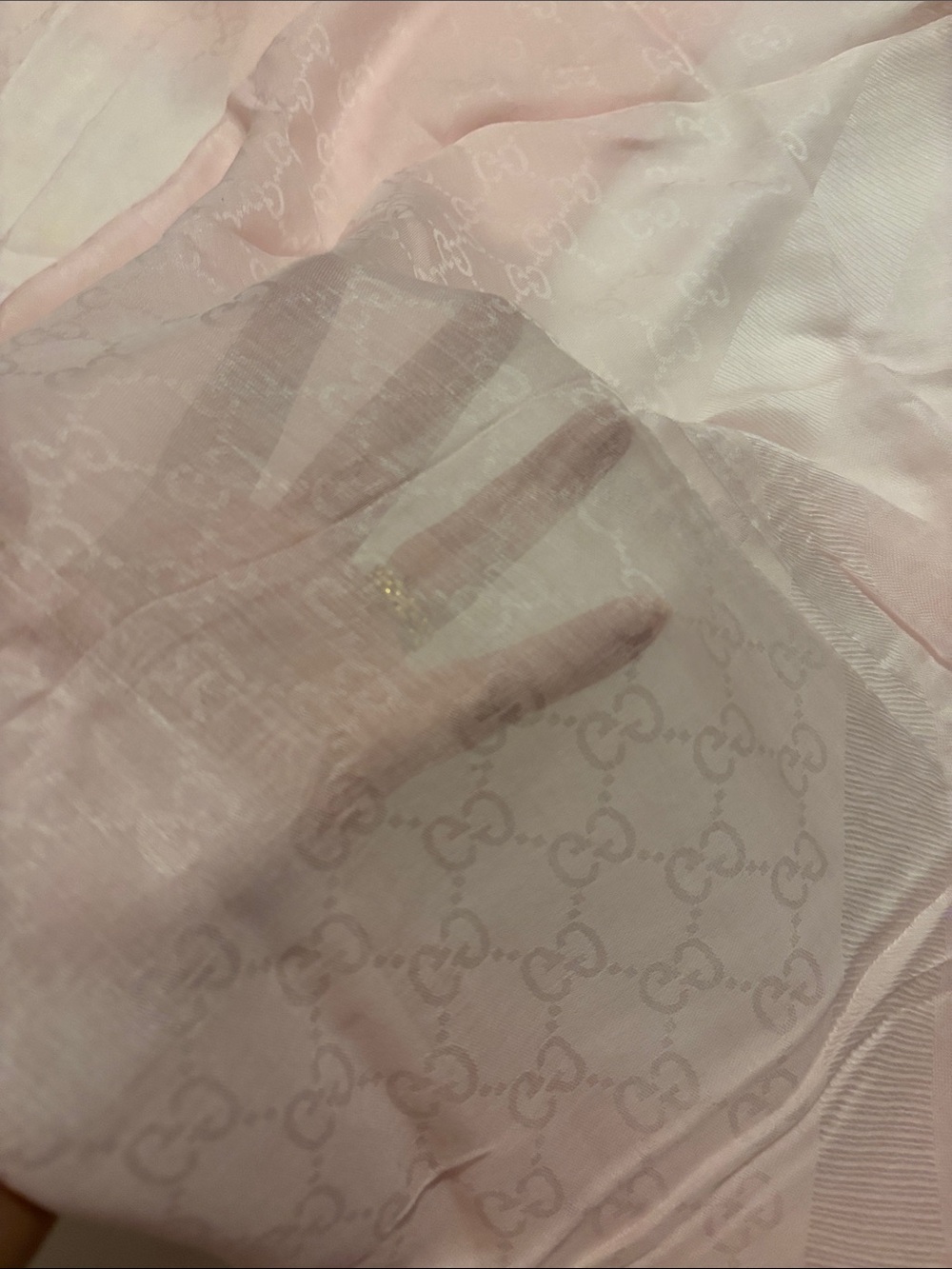 Gucci Light Pink Silk Blend Throw with Subtle Fringe